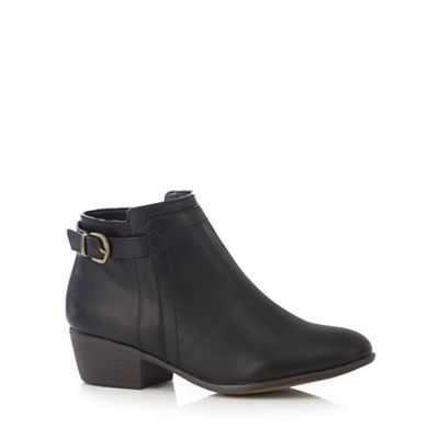 Black buckle and zip ankle boots